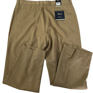 G.h. Bass & Co Premium Mens Dress Pants Brown Heathered Flat Front 38‎ x 30 New